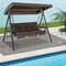 Convertible 3-Seat Patio Porch Swing Chair to Flat Bed with Adjustable Canopy - 80" x 51" x 67" (L x W x H)
